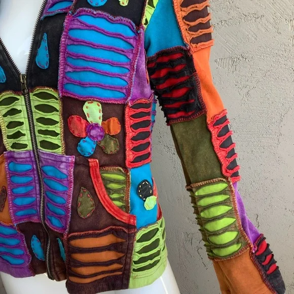 Colorful Patchwork Women's Jacket - Picture 4 of 10